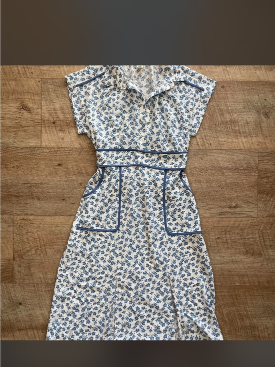 Monteau | Dresses | Monteau White Dress With Blue Floral Print And Blue ...